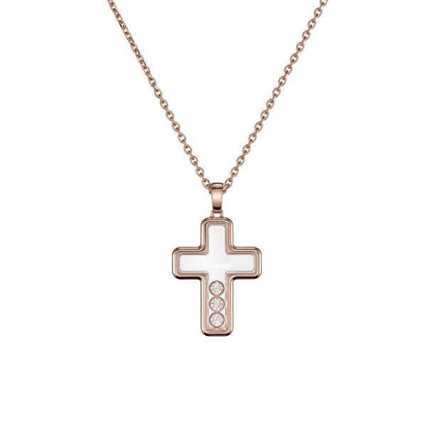         Roségold, Halsschmuck, Chopard Happy Diamonds Cross Anhänger mit Halskette
