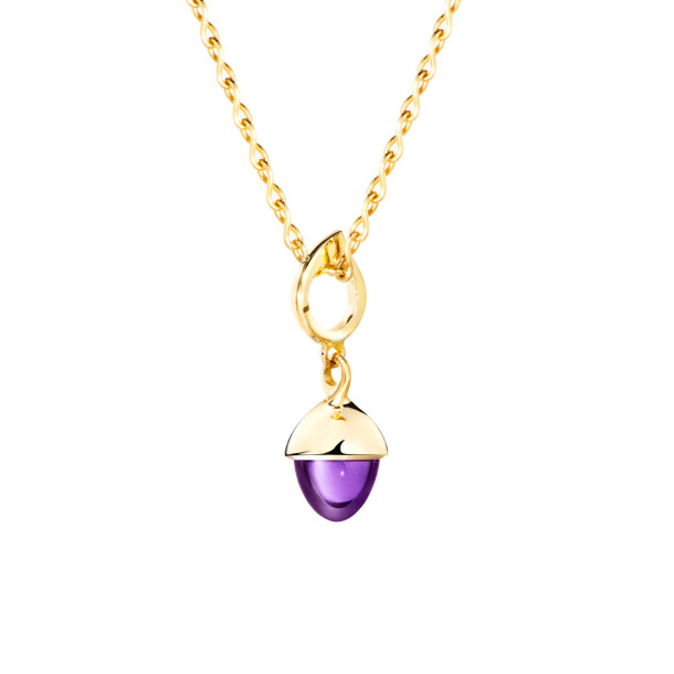         Gelbgold, Halsschmuck, Tamara Comolli MIKADO Flamenco Anhänger mit Amethyst