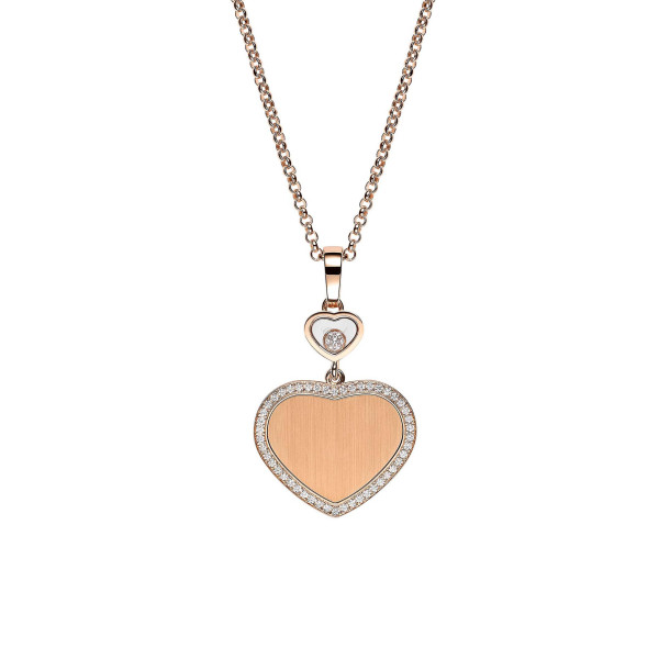         Roségold, Halsschmuck, Chopard Happy Hearts Golden Hearts Anhänger mit Halskette