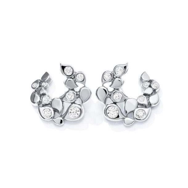         Weißgold, Ohrringe, Tamara Comolli SNOWFLAKES Hoop Classic alternating Earrings