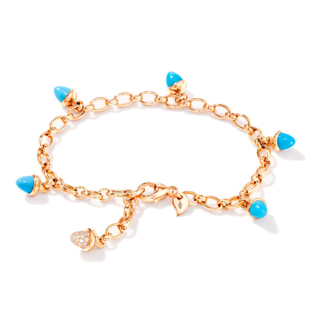         Roségold, Armschmuck, Tamara Comolli MIKADO Charm Armband 'Türkis' mit Diamant-Pavé