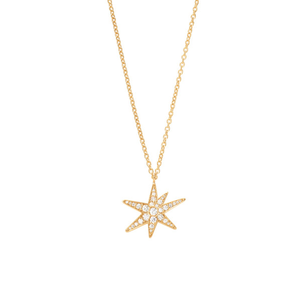         Gelbgold, Halsschmuck, Ole Lynggaard Copenhagen Funky Stars Halskette mit Anhänger 