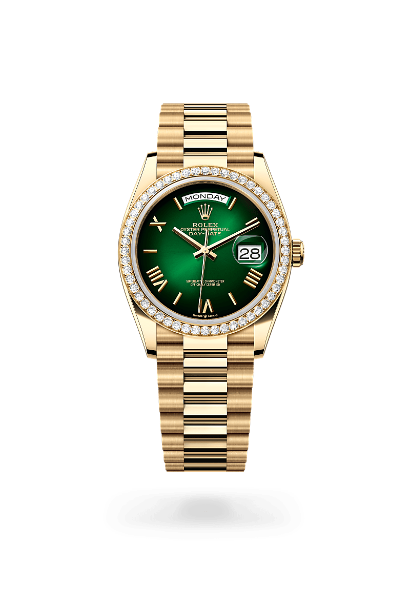 Rolex Day-Date 36 M128348RBR-0068 Herrenuhr - Oyster, 36 mm, Gelbgold mit Diamanten